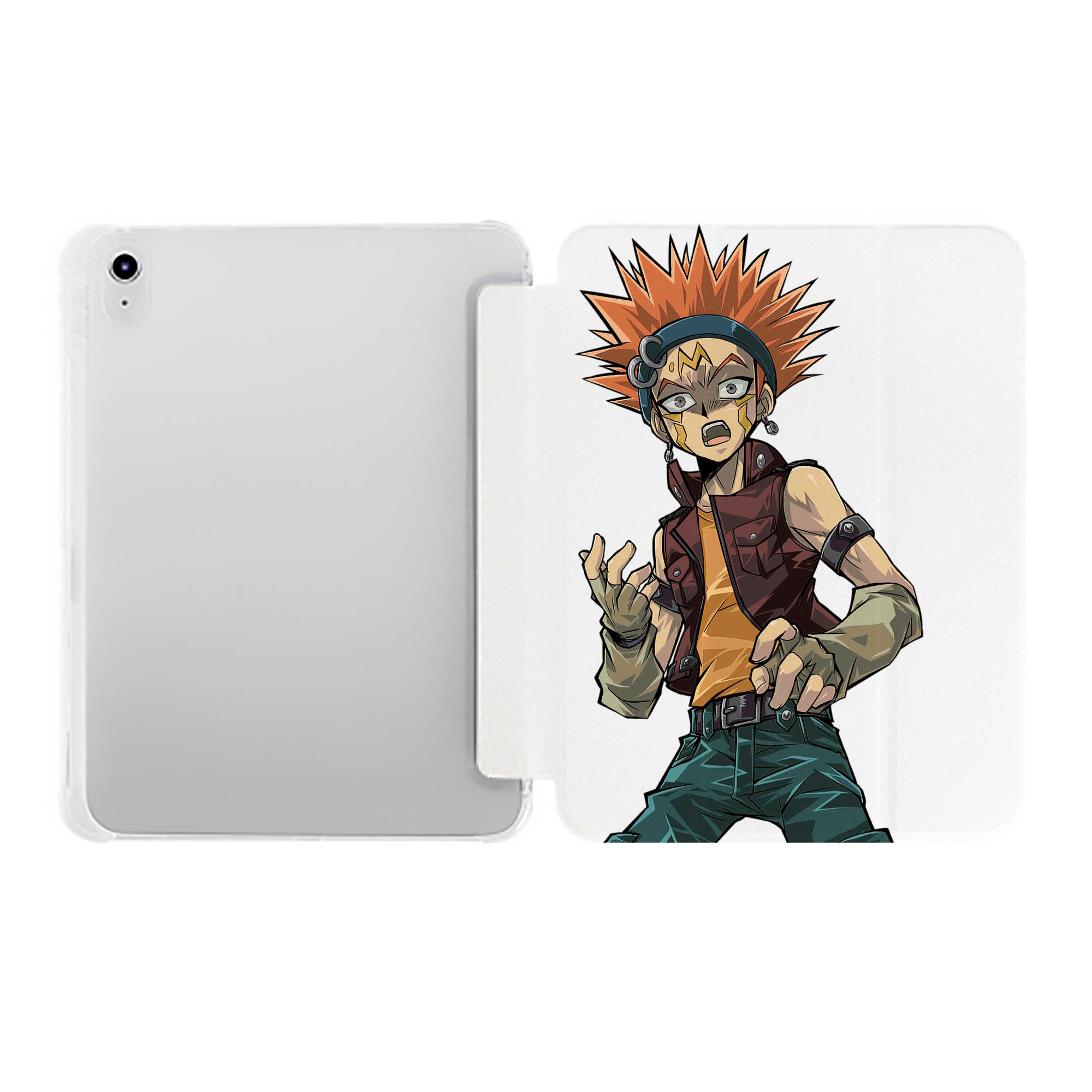 （画像用） 遊☆戯☆王 Yu-Gi-Oh! IPad ケース ペン収納付き 三つ折りスタンド PUレザー×シリコン 対応機種9.5/10.5/10.9インチ